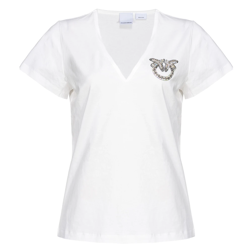 Pinko Love Birds T-shirt Wit White Dames