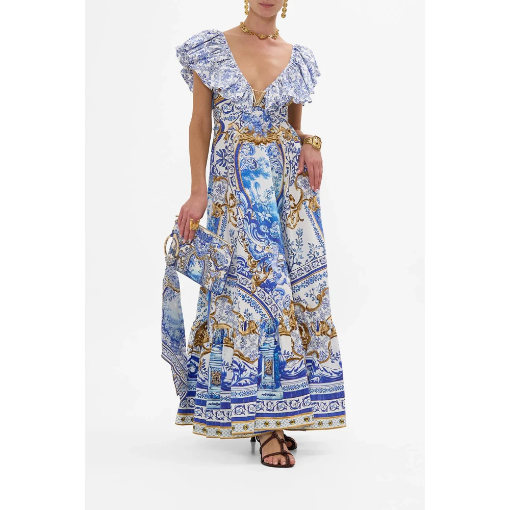Camilla Blauw en Geel Ring Sjaal Clutch Blue Dames