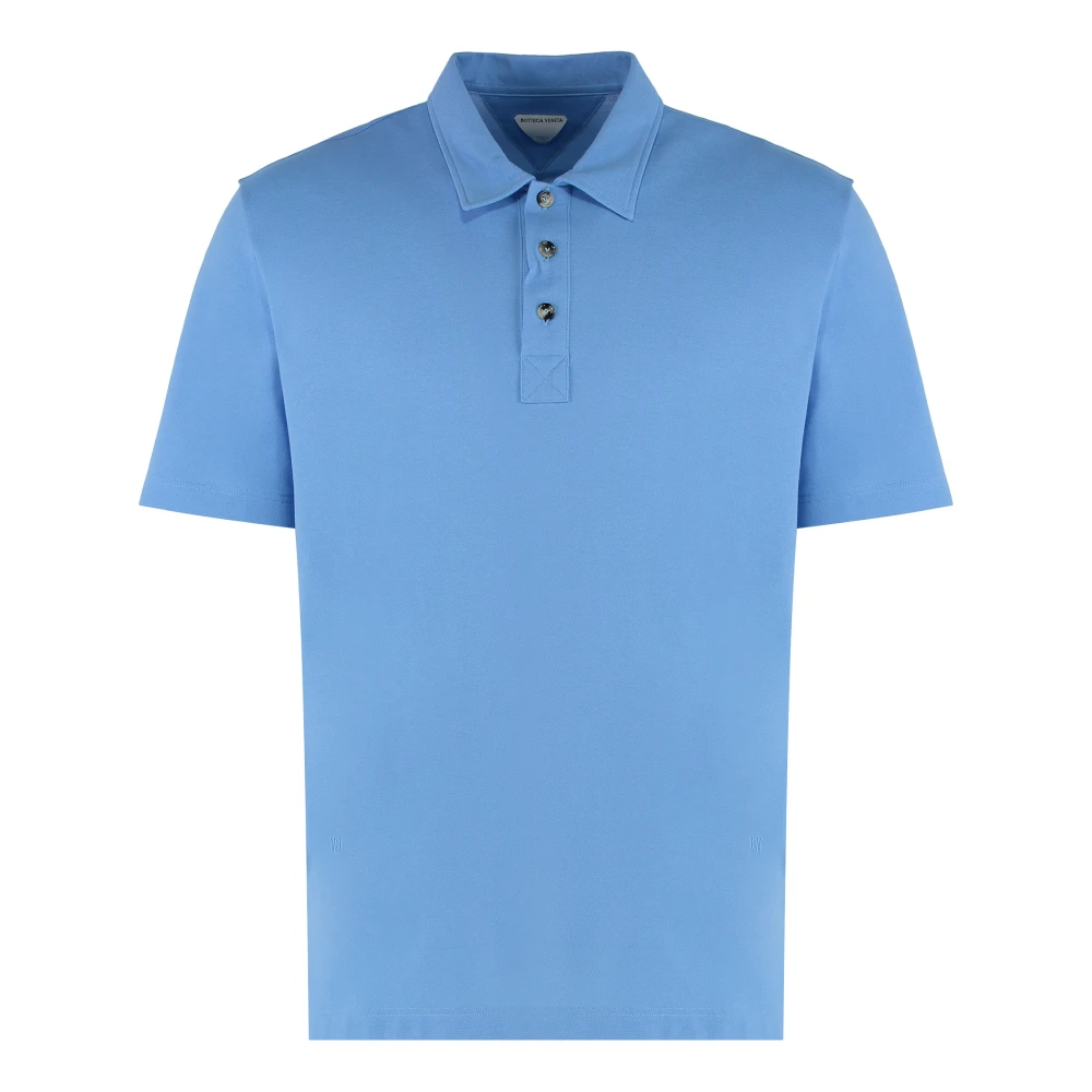 Bottega Veneta Men's Blue Polo Shirts, S, Cotton-Piqué Polo Shirt