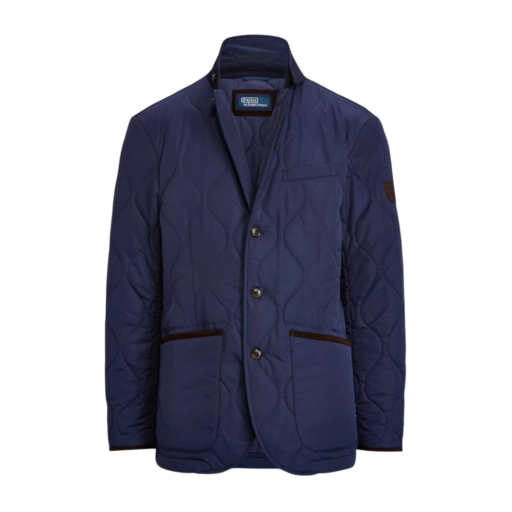 Ralph Lauren Gewatteerde marineblauwe jas met logo Blue Heren