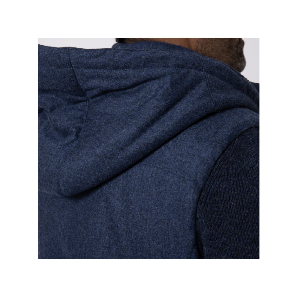 Gran Sasso Blauwe Hooded Wollen Jas Blue Heren