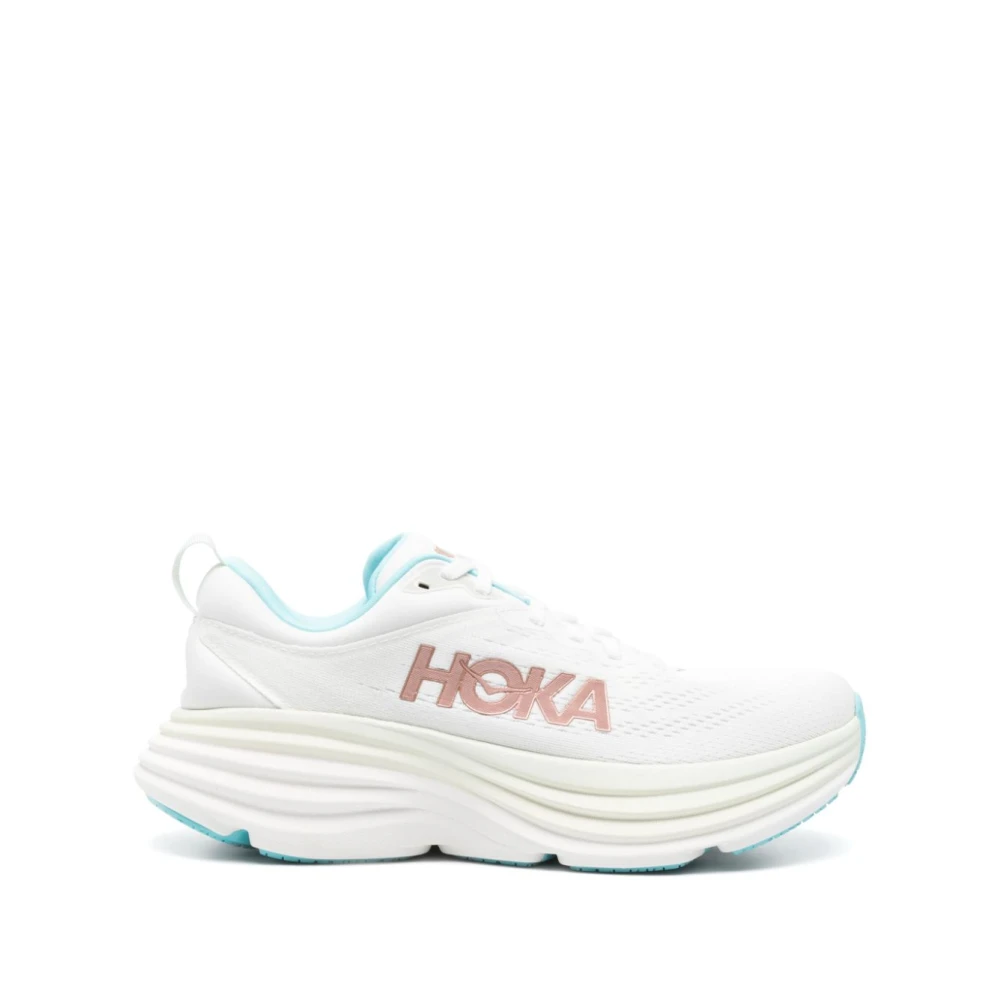 Hoka One One Vita Stickade Sneakers med Reflekterande Detaljer White, Dam