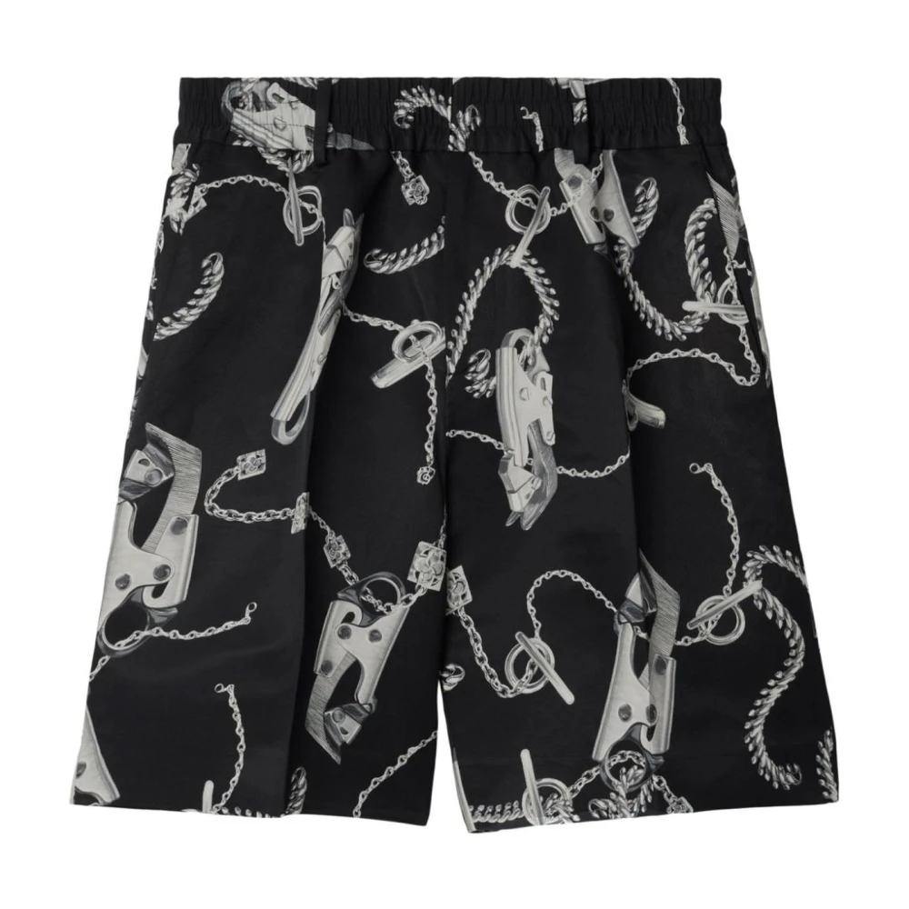 Burberry Svart Printed Wide-Leg Trousers