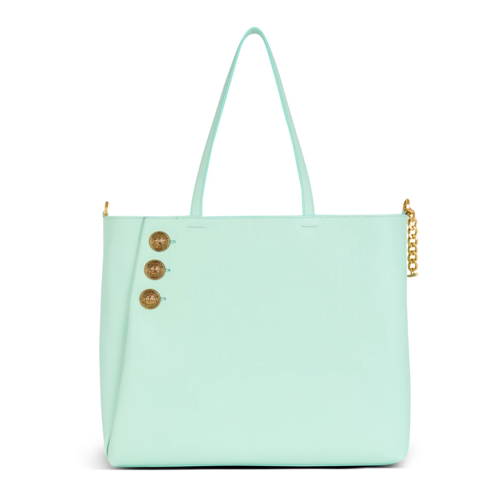 Balmain Emblème tote bag van generfd kalfsleer Blue Dames