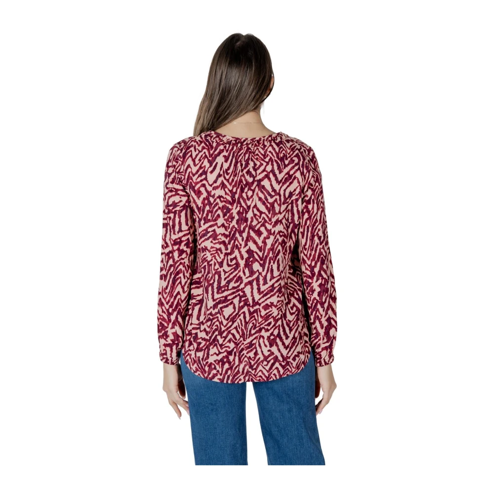 Street One Luipaardprint Viscose Blouse met Klassieke Kraag Multicolor Dames
