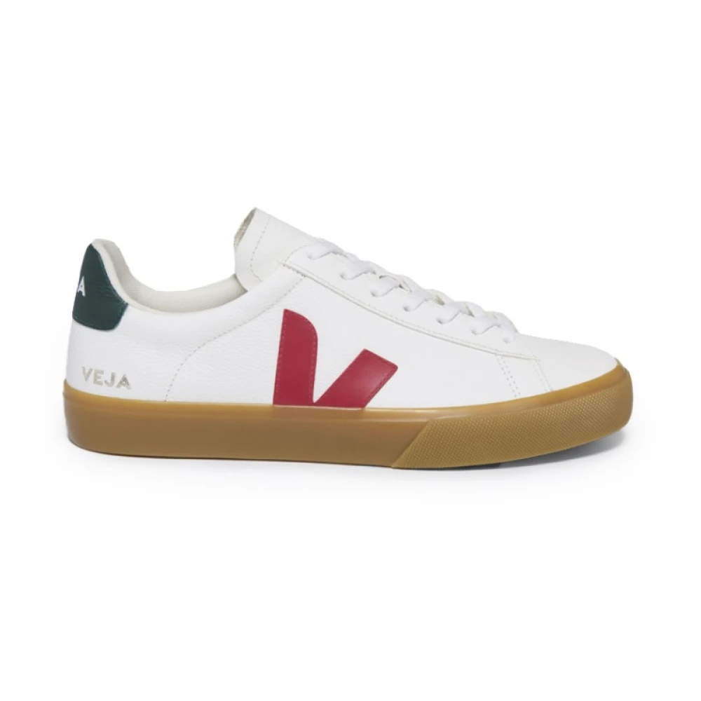 Hvide Sneakers med Rød V og Mørkegrøn Hæl