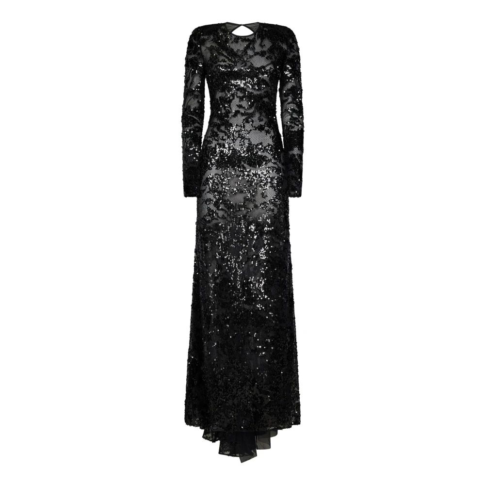 Victoria Beckham Zwart Tule Pailletten Jurk Elegante Stijl Black Dames