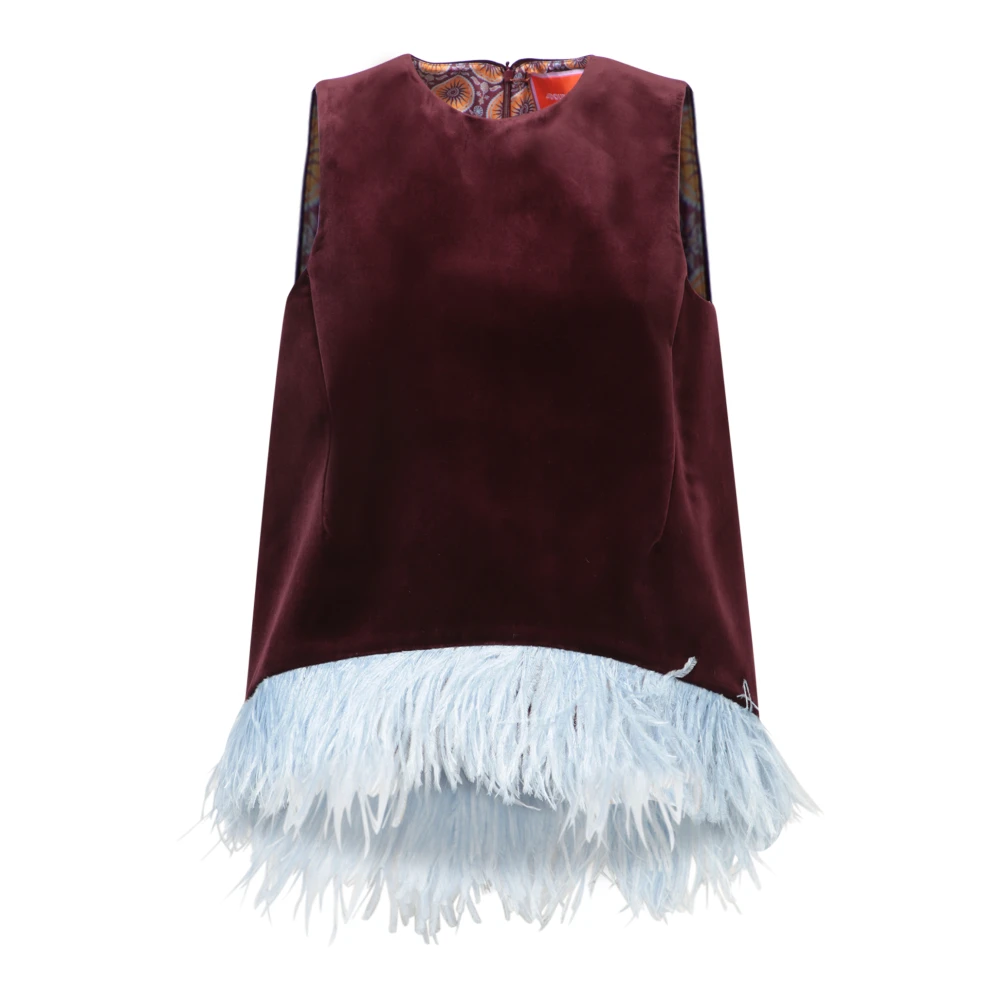 La DoubleJ Jacquard Top met Macrame Tassels Red Dames