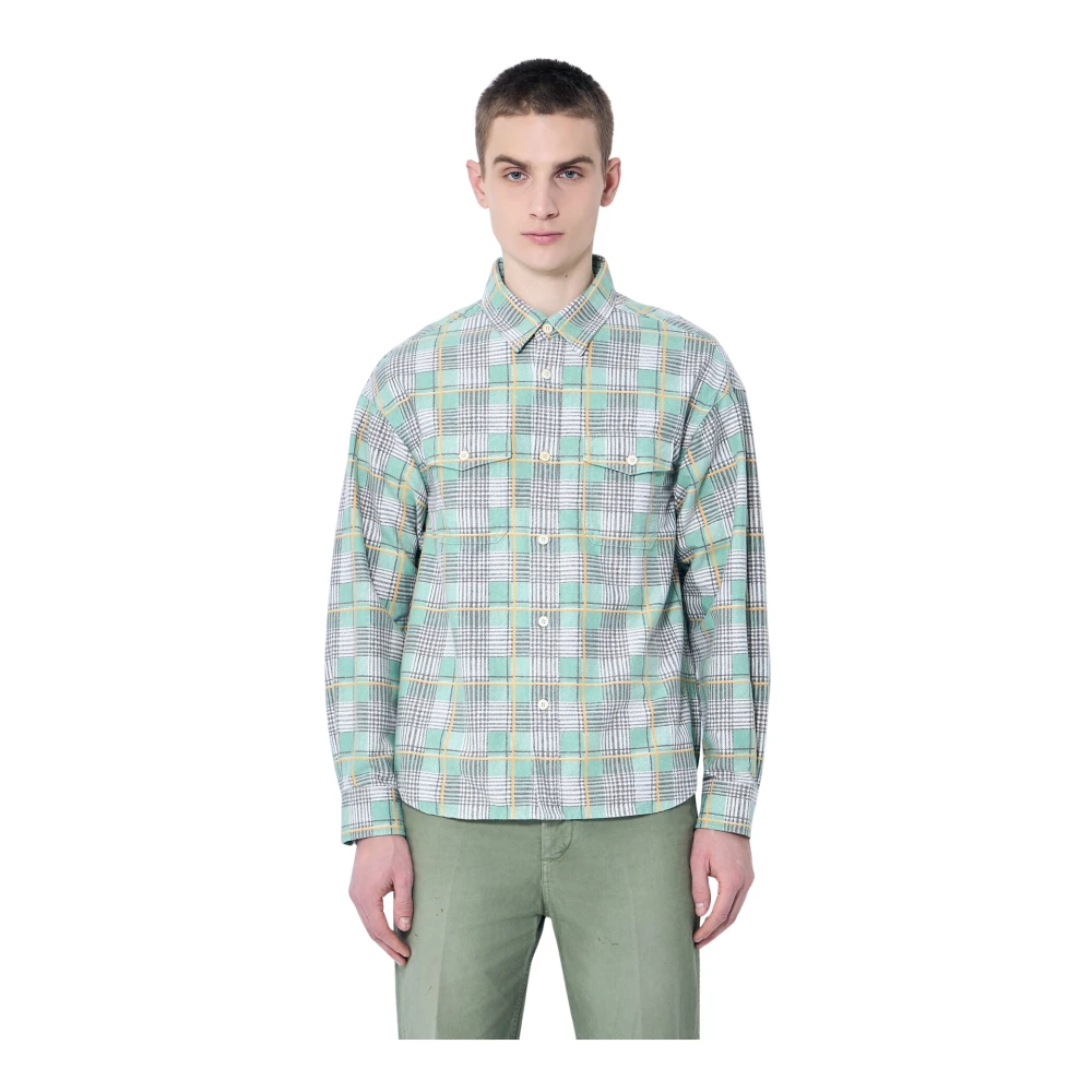 Visvim Geruite Flanellen Overhemd Klassieke Kraag Green Heren