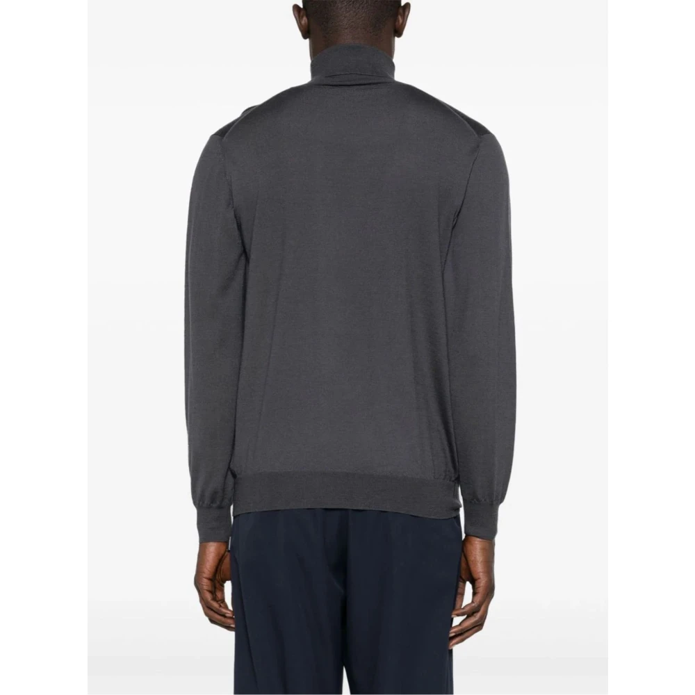 Fedeli Grijze Derby Sweater Virgin Wool Gebreid Gray Heren
