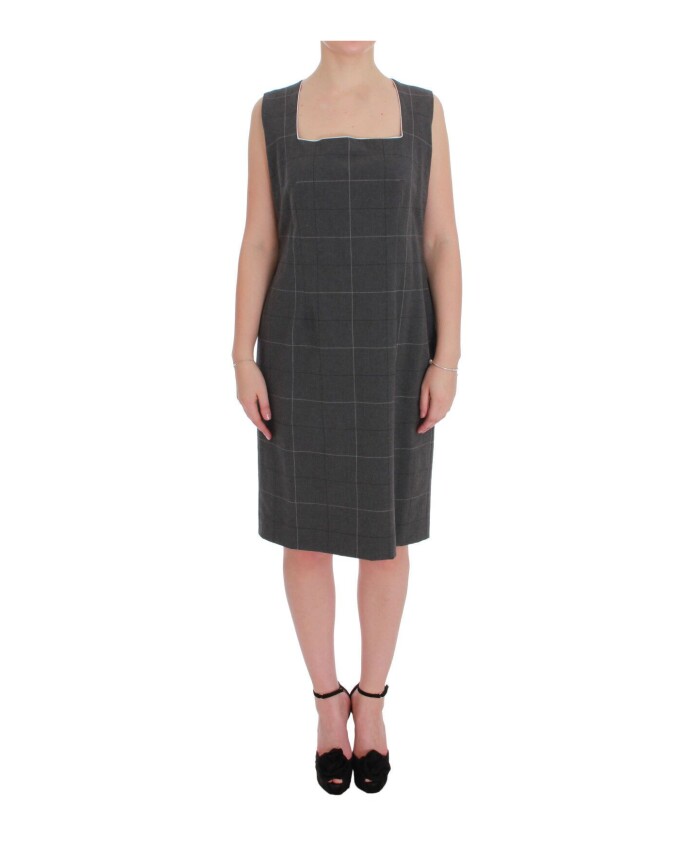 gray-checkered-cotton-blazer-dress-set-suit