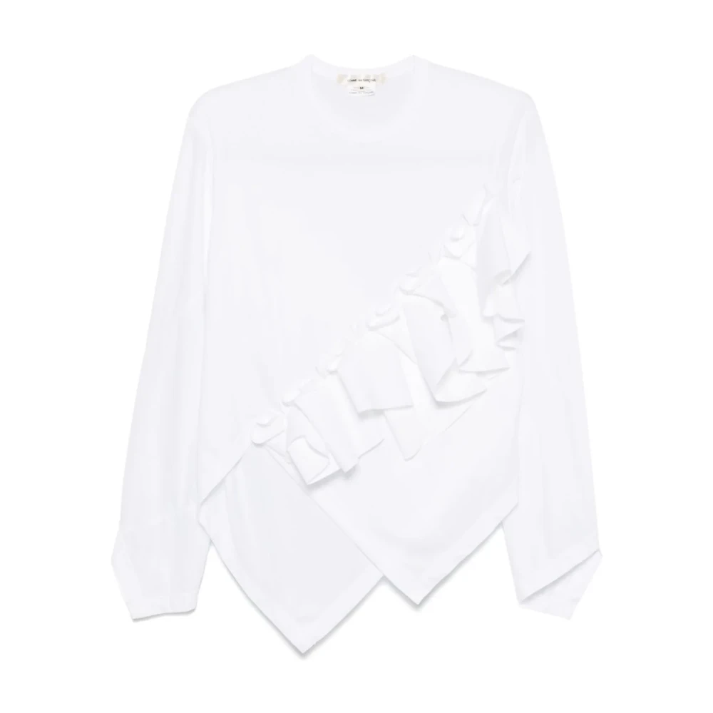 Comme des Garçons Vit Bomullsskjorta med Rynkad Kant White, Dam