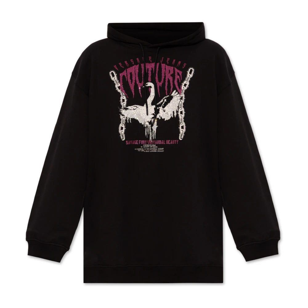 Versace Jeans Couture Oversized sweatshirt met glinsterende pailletten Black Dames