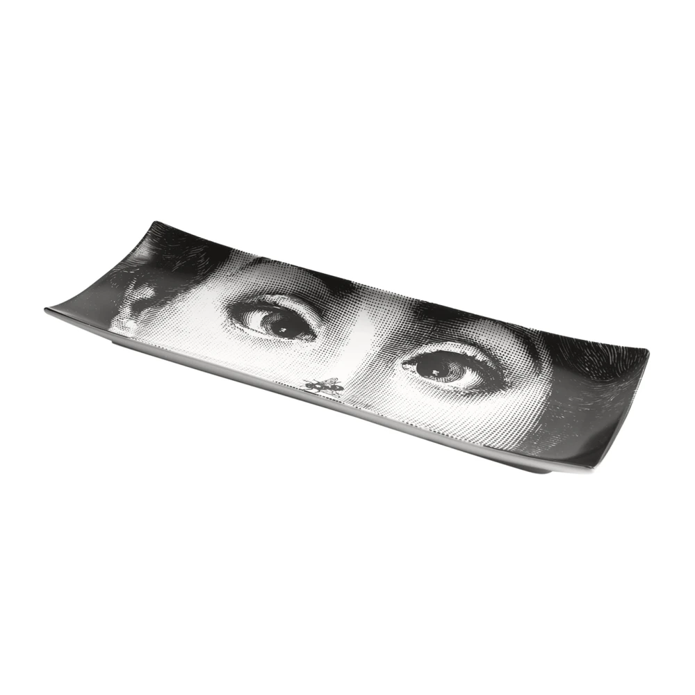 Fornasetti Met de hand versierde porseleinen dienblad Tema e Variazioni serie Black Dames