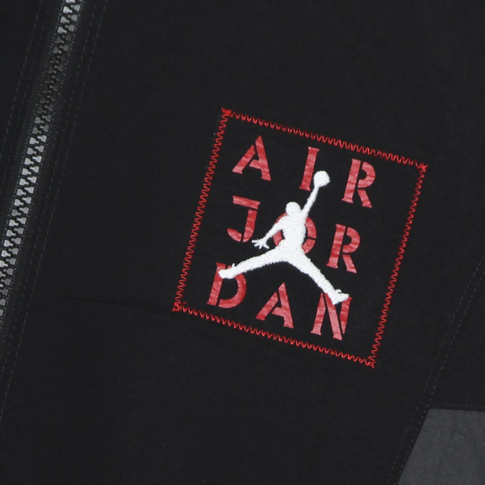 Jordan Zwarte Windbreaker Jas met Grijze Accenten Black Heren