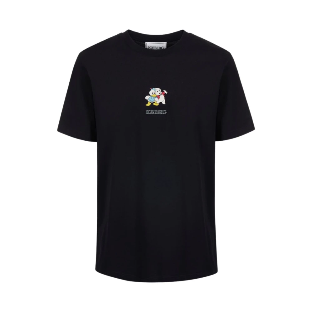 Iceberg Men's Black Cotton T-Shirt With Print - T-Shirts - 2XL - Tops
