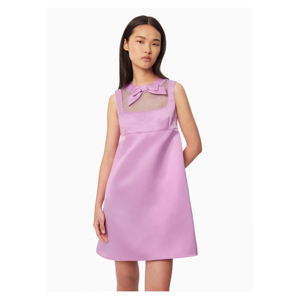 Nina Ricci Lila Satijnen Trapeze Jurk Purple Dames