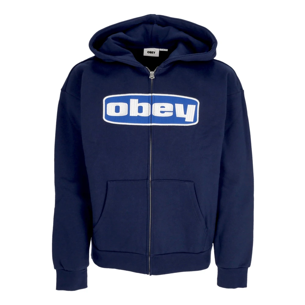 Obey Navy Zip Hoodie met Voorzak Blue Heren