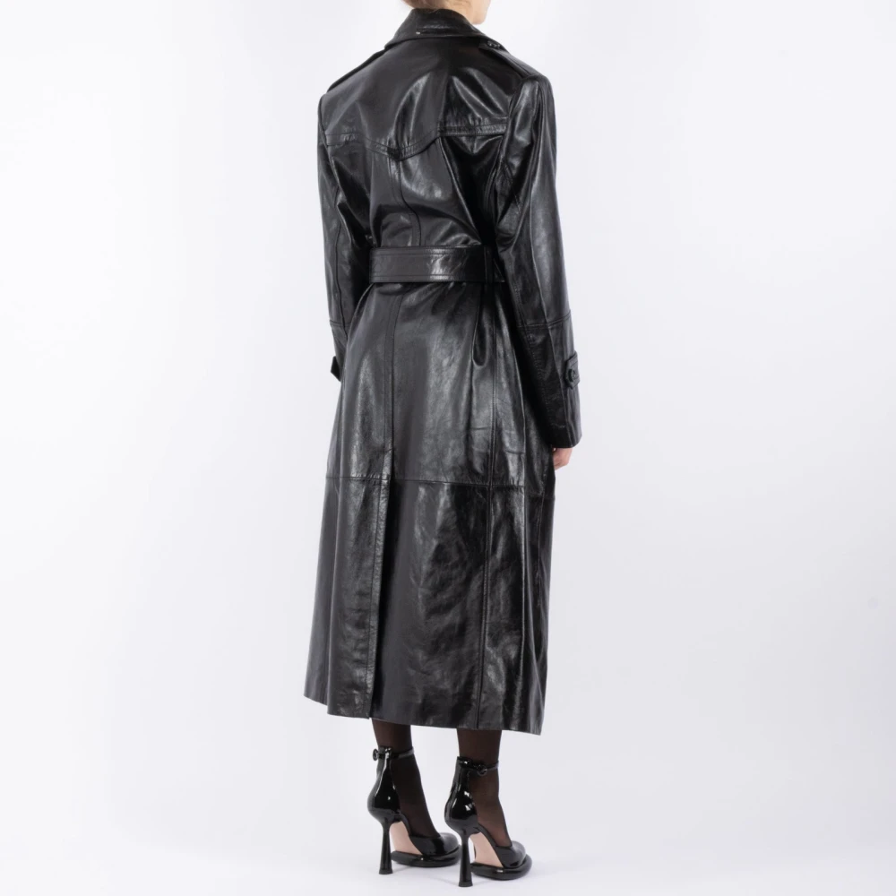 SPORTMAX Zwarte leren jas Black Dames