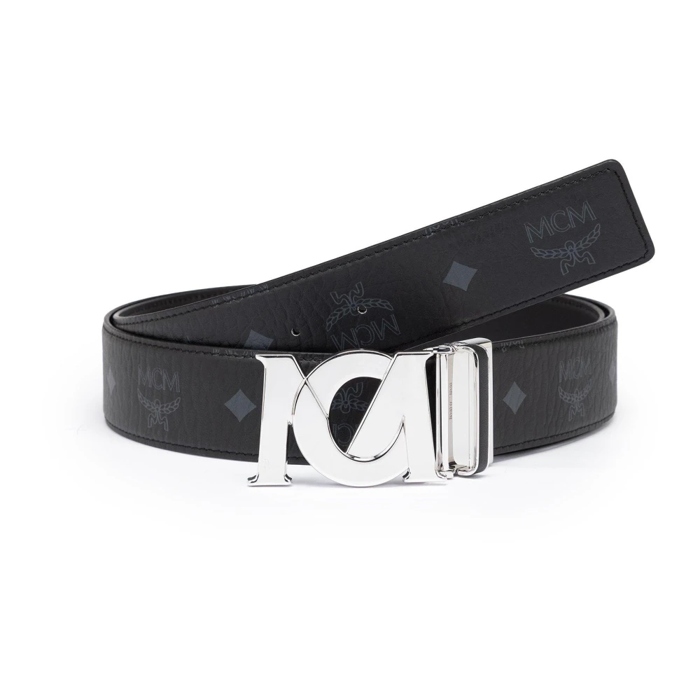 MCM M-Art Omkeerbare Riem in Visetos 3 8 cm Black Dames