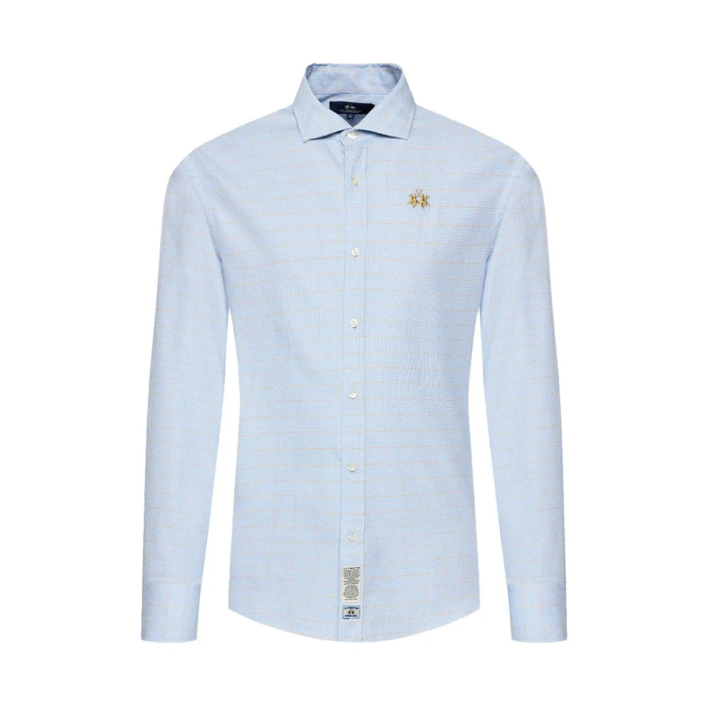 LA MARTINA Gestreept katoenen overhemd in blauw en wit Blue Heren