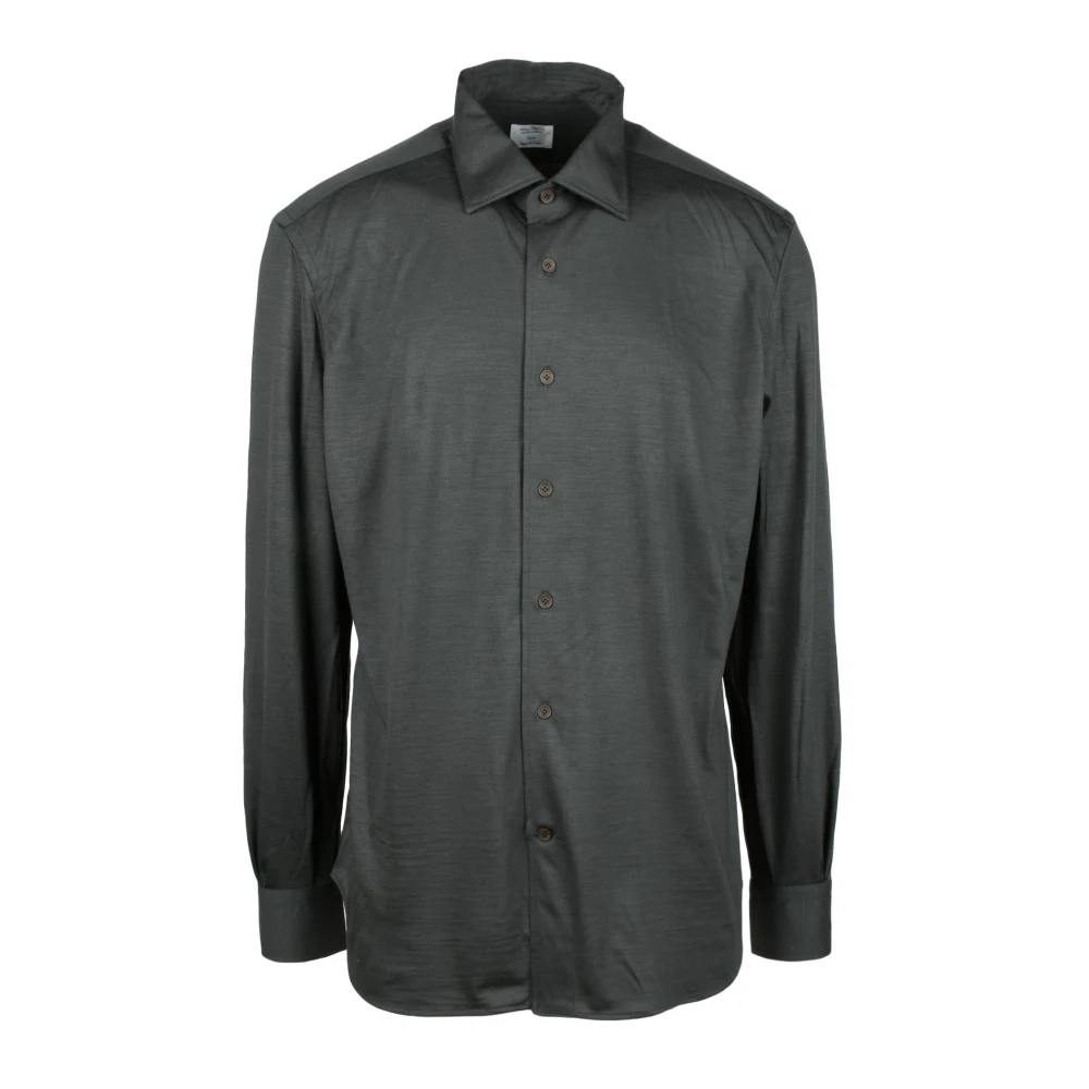 Mazzarelli Zuiver wollen overhemd Green Heren