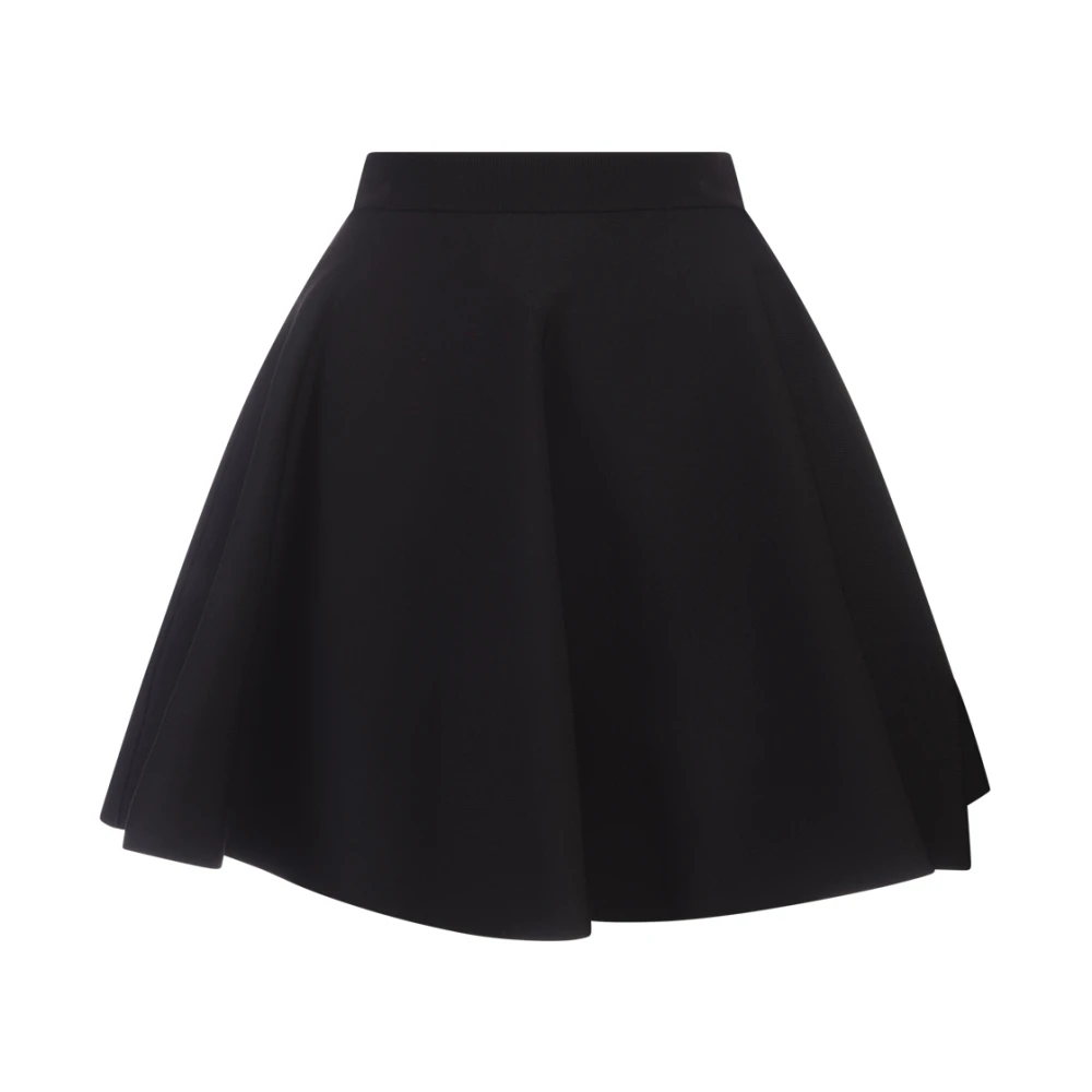 Alexander mcqueen Zwart Gerend Rokje Geribbelde Tailleband Black Dames