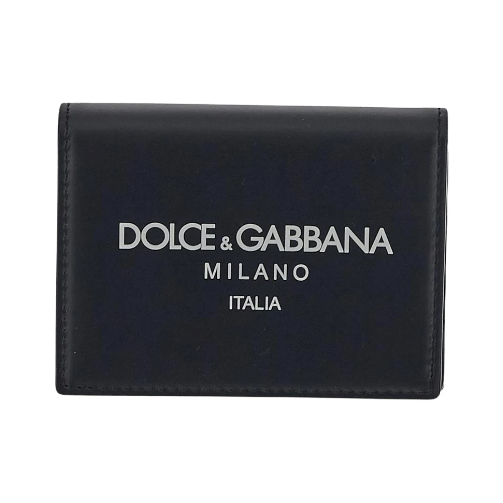 Dolce & Gabbana Leren Logo Portemonnee Blue Heren