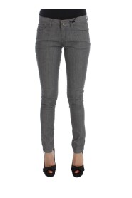Gray Cotton Blend Slim Fit Jeans