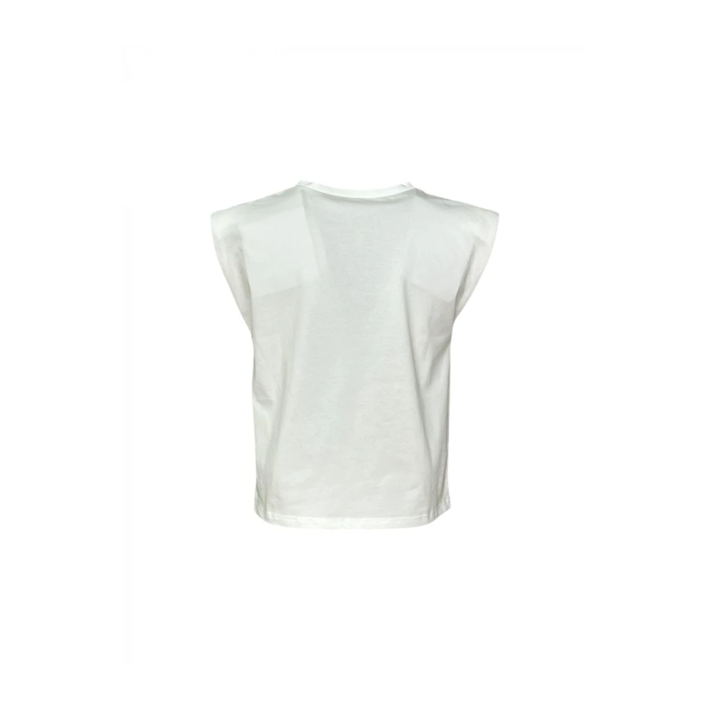 Molly Bracken Parel Versierde Ronde Hals Katoenen T-shirt White Dames
