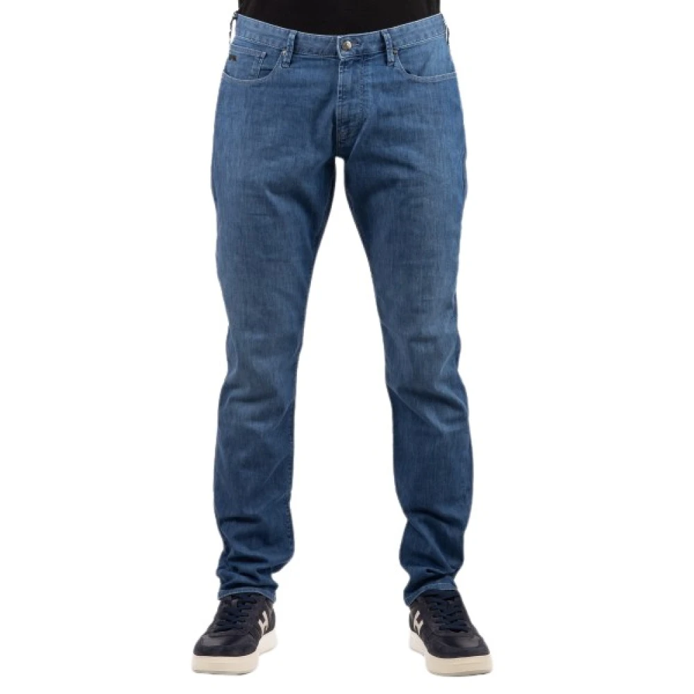 Emporio Armani , Slim Fit Jeans, Male, Blue, W38, Stretch Denim Slim Fit Jeans