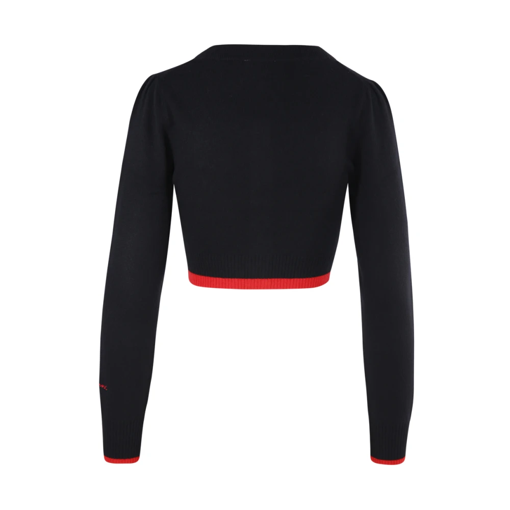 Ganni Zwarte Cropped O-Hals Cardigan Black Dames