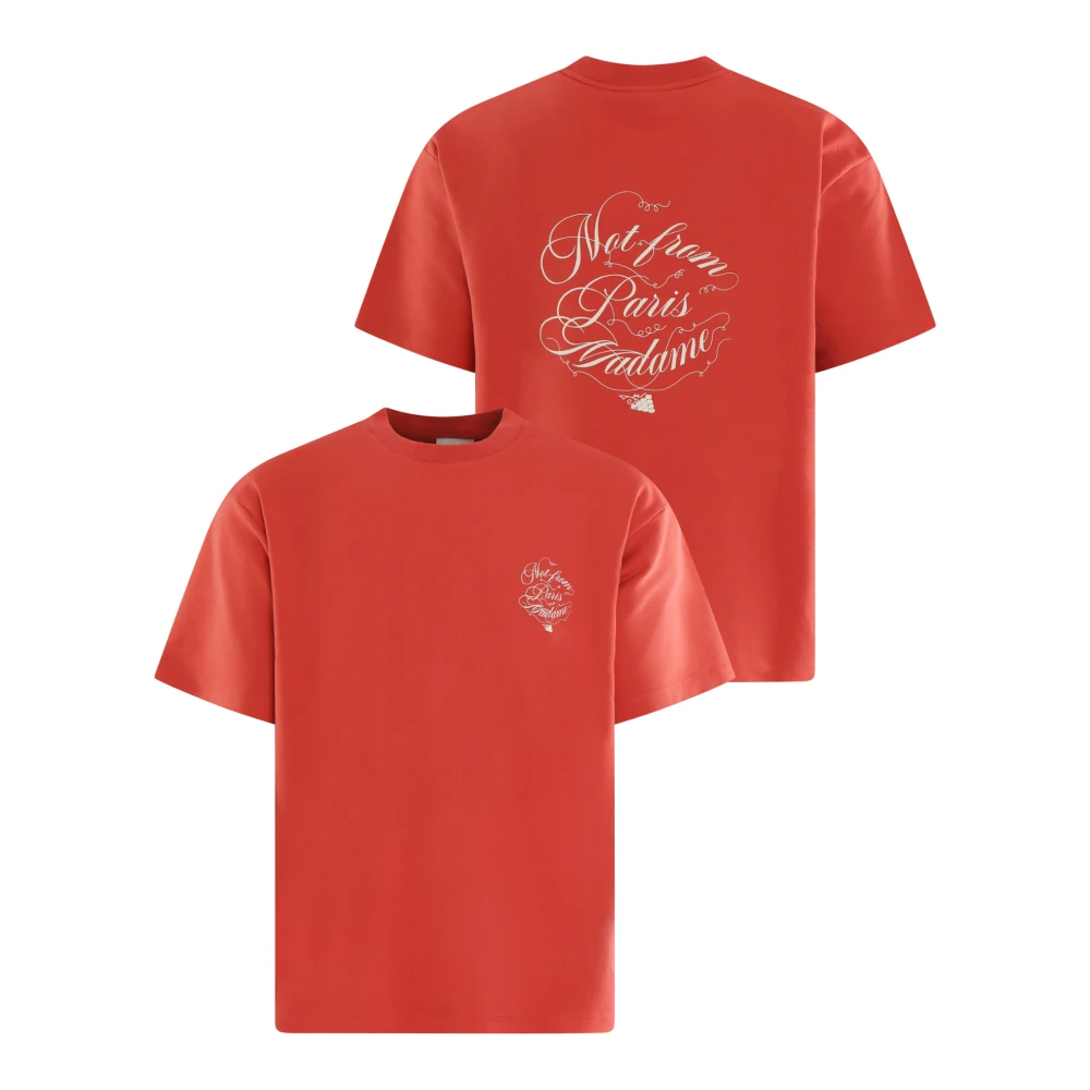 Drole de Monsieur Heren Slogan Vignes T-Shirt Red Heren