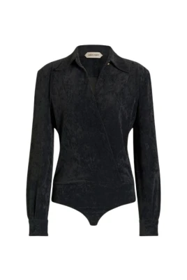 Draperad bodysuit i stretchvelour