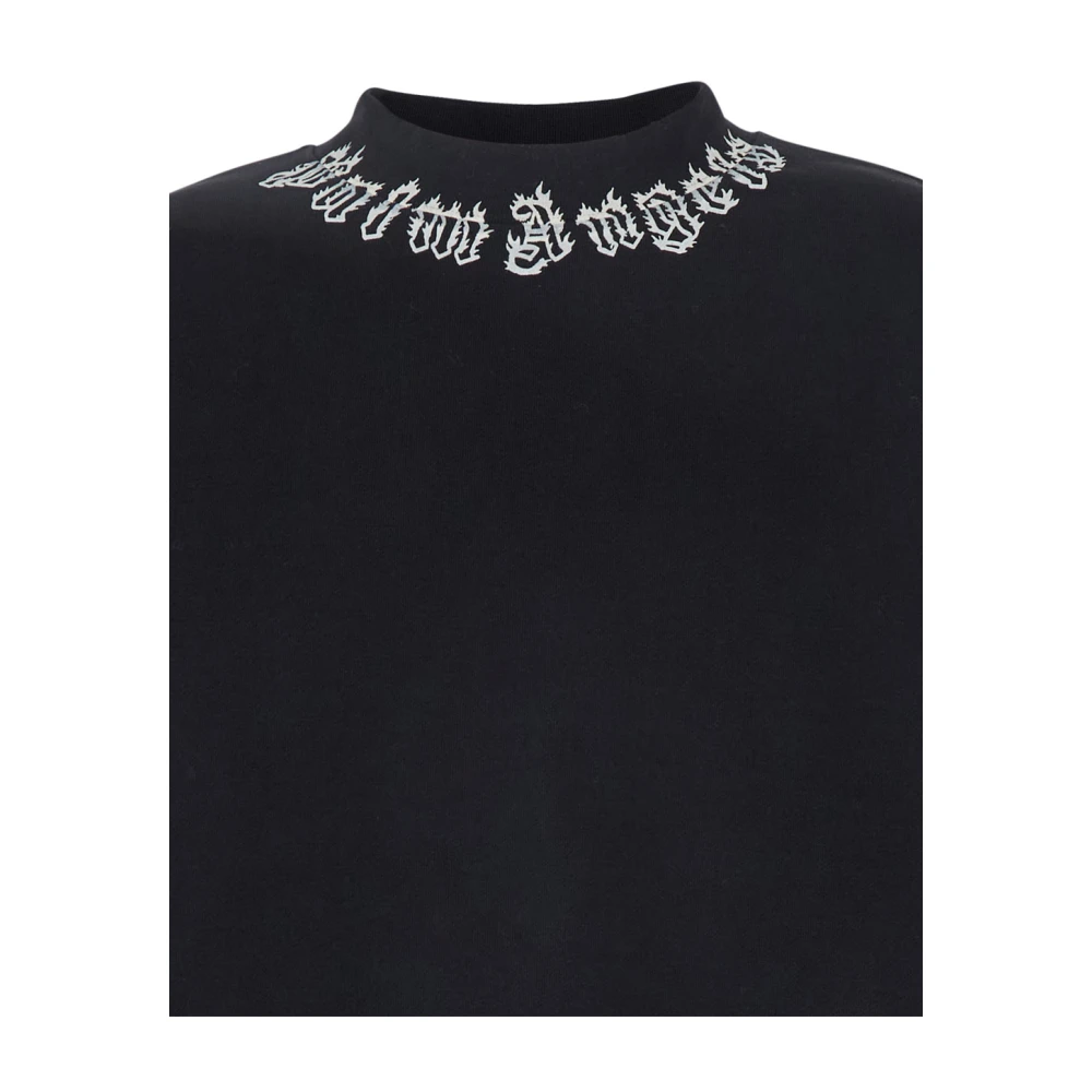 Palm Angels Zwarte Logo Crewneck Sweatshirt Katoen Man Black Heren