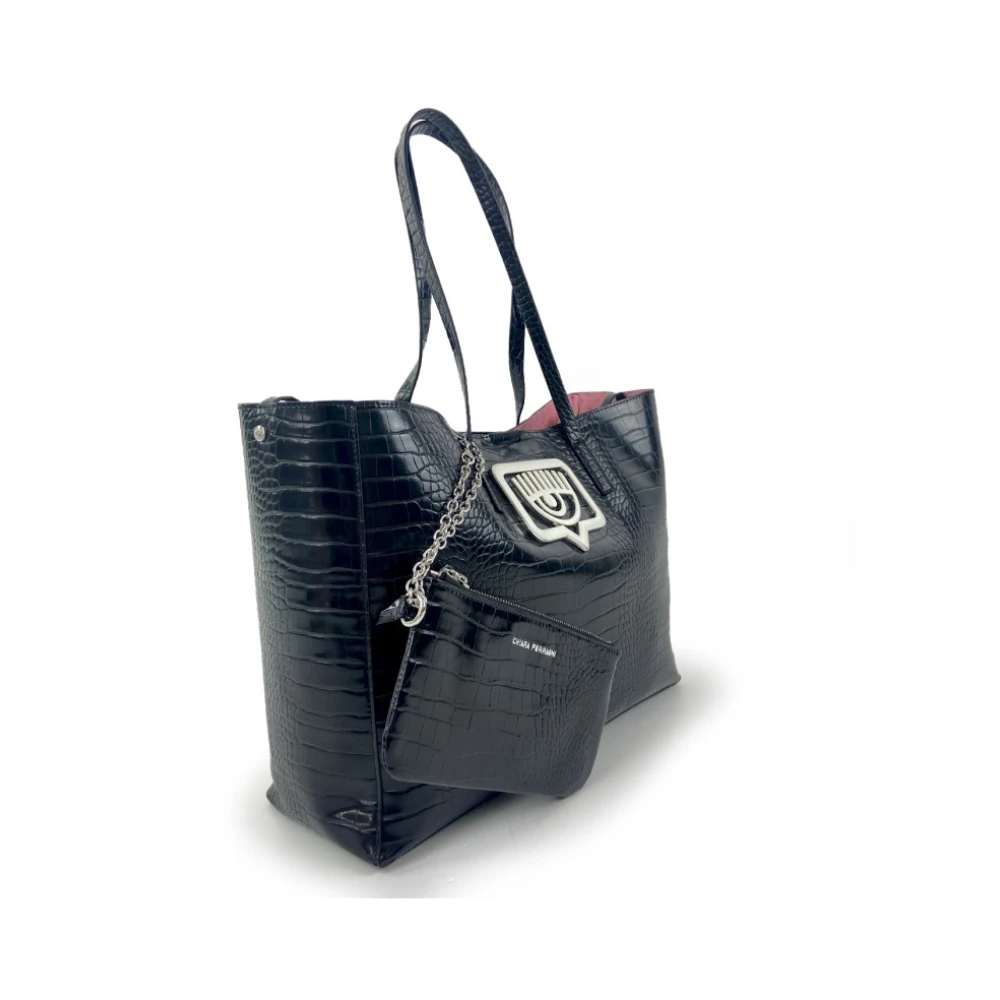 Chiara Ferragni Collection Grote Zwarte Geëtste Tas Black Dames