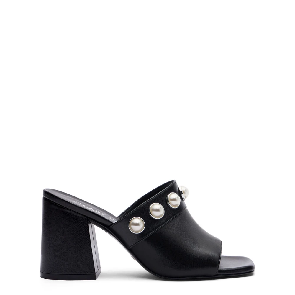 Stuart Weitzman Women's Black Heeled Mules, 3 Uk, Glamorous Pearl Embellished Slide