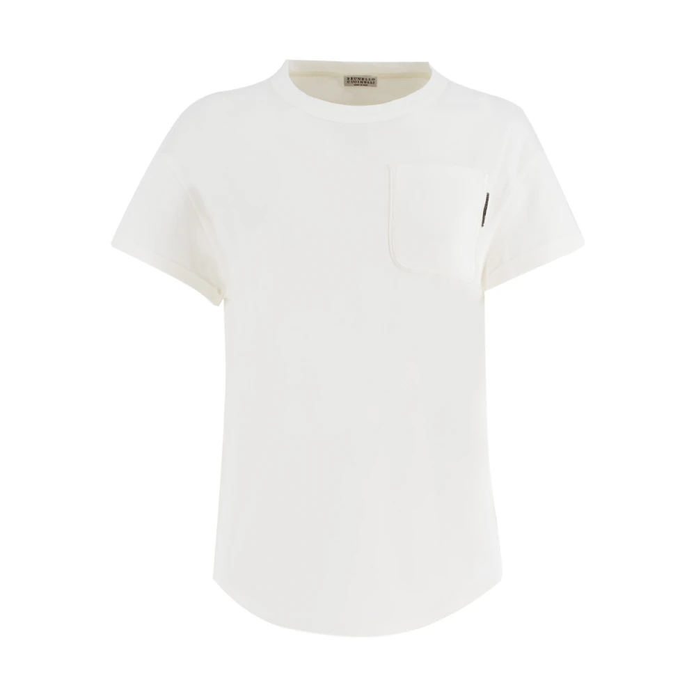 BRUNELLO CUCINELLI Dames Geborduurd Katoenen T-Shirt White Dames