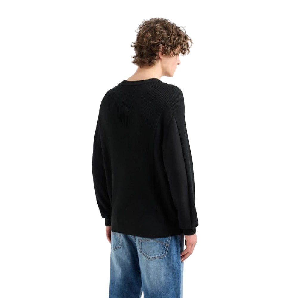 Armani Exchange Crew Neck Wool Blend Sweater Black Heren
