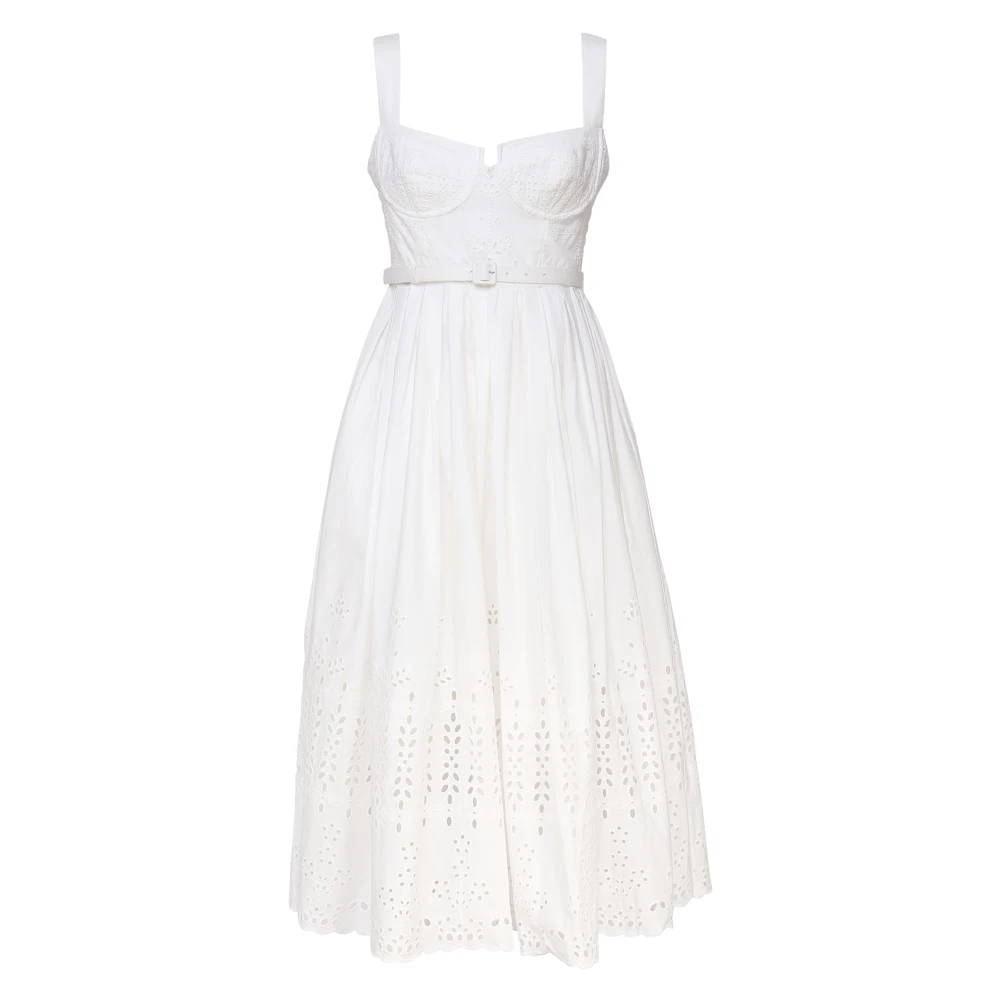Self Portrait Witte Jurk met Hartvormige Halslijn en Stikseldecoratie White Dames