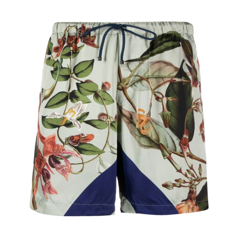 Dries Van Noten Grijze Piperi Print Elastische Taille Shorts Multicolor Heren