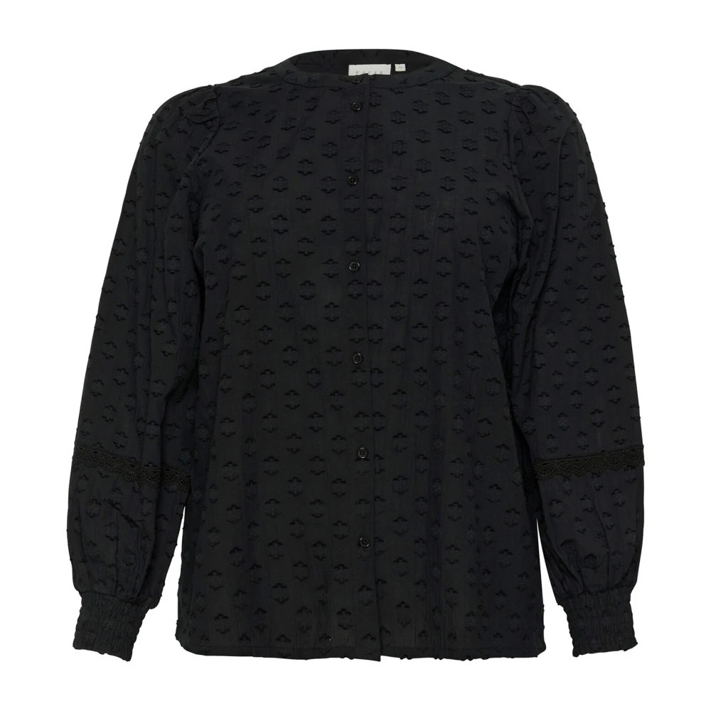 Kaffe Curve Zwart diep shirt met pofmouwen Black Dames