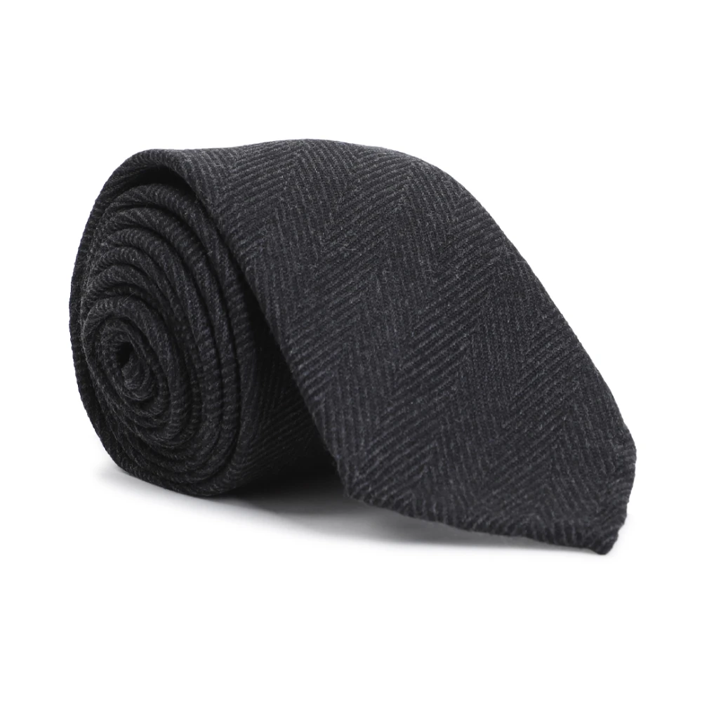 Brioni Antraciet Zijden Stropdas Black Heren