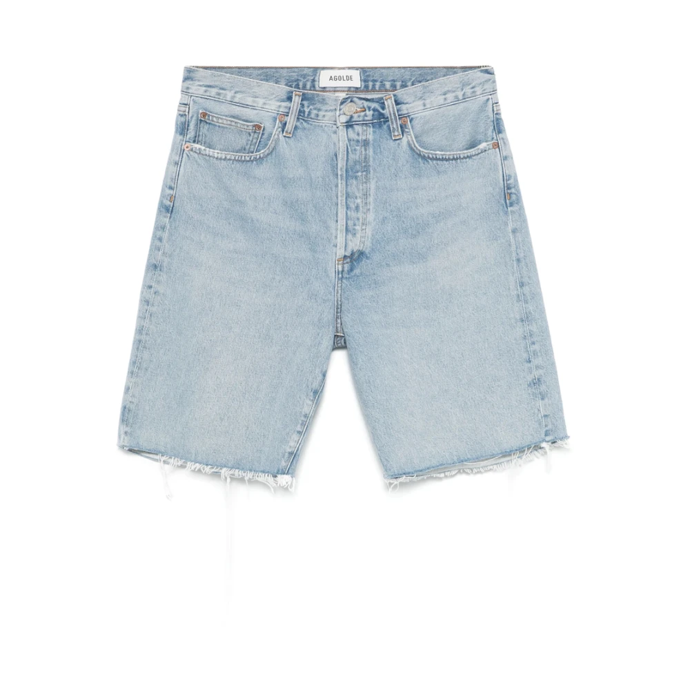 Agolde Blauwe Knoopsluiting Raffelzoom Jeans Blue Heren