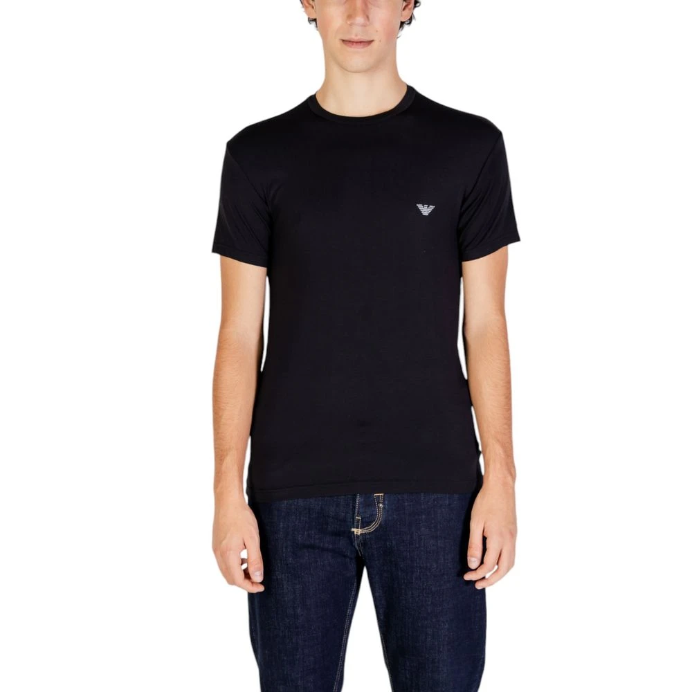 Emporio Armani Zwart Modal T-shirt Herfst Winter Collectie Black Heren