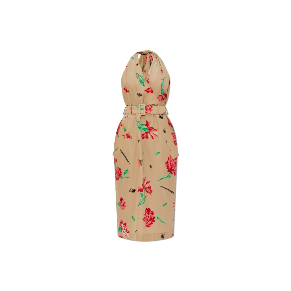 Moschino Jurk met bloemenmotief Beige Dames