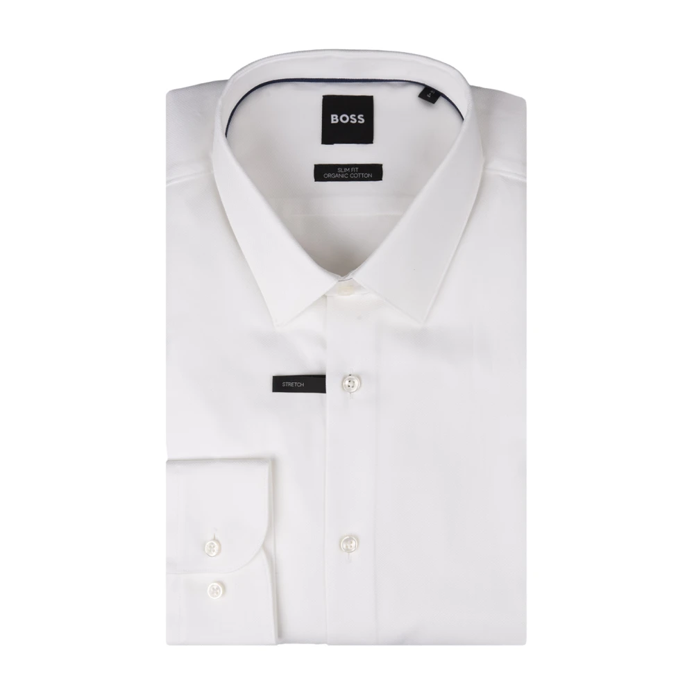 Hugo Boss Witte Hank Slim-Fit Overhemd White Heren