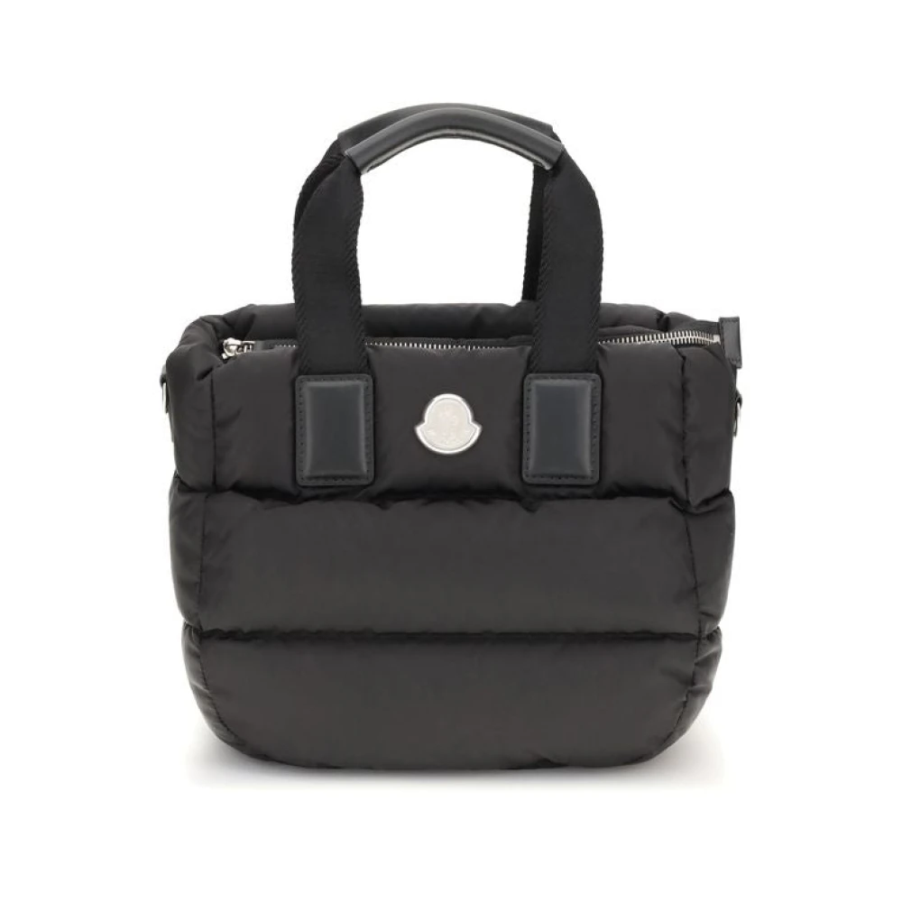 Moncler Vrouw Zwart Tassen Dames, One Size, Nylon, Waterafstotende Tote Tas Met Donsvulling