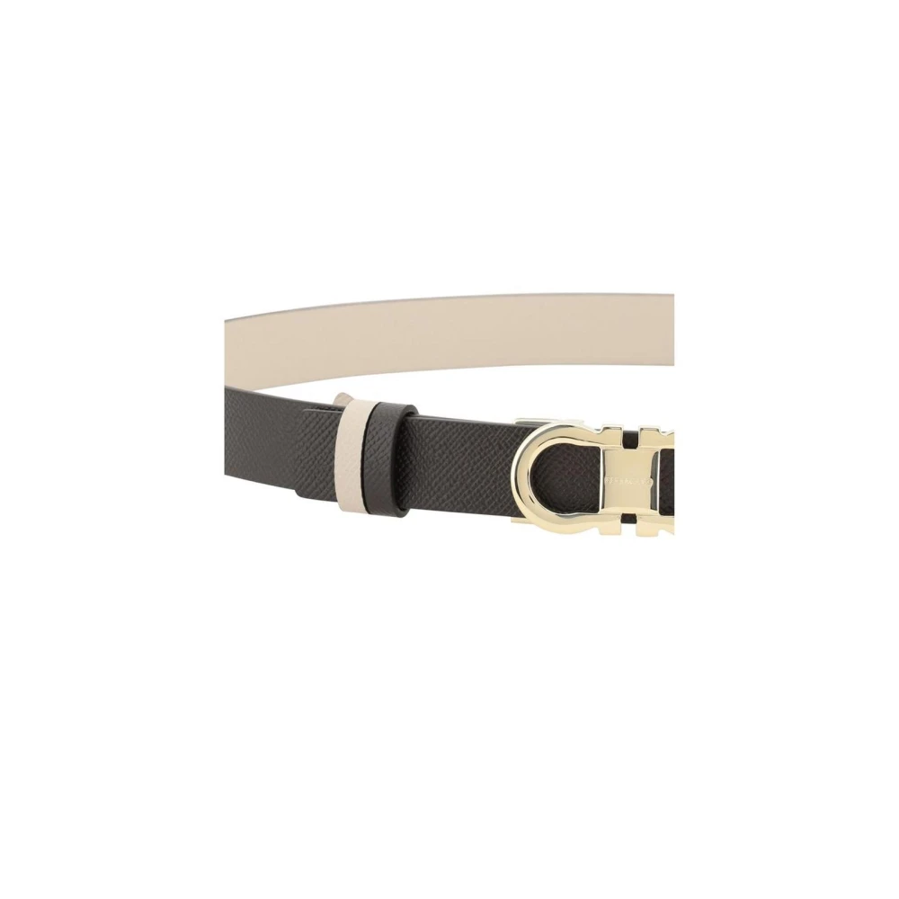 Salvatore Ferragamo Omkeerbare Gancio Leren Riem Brown Dames