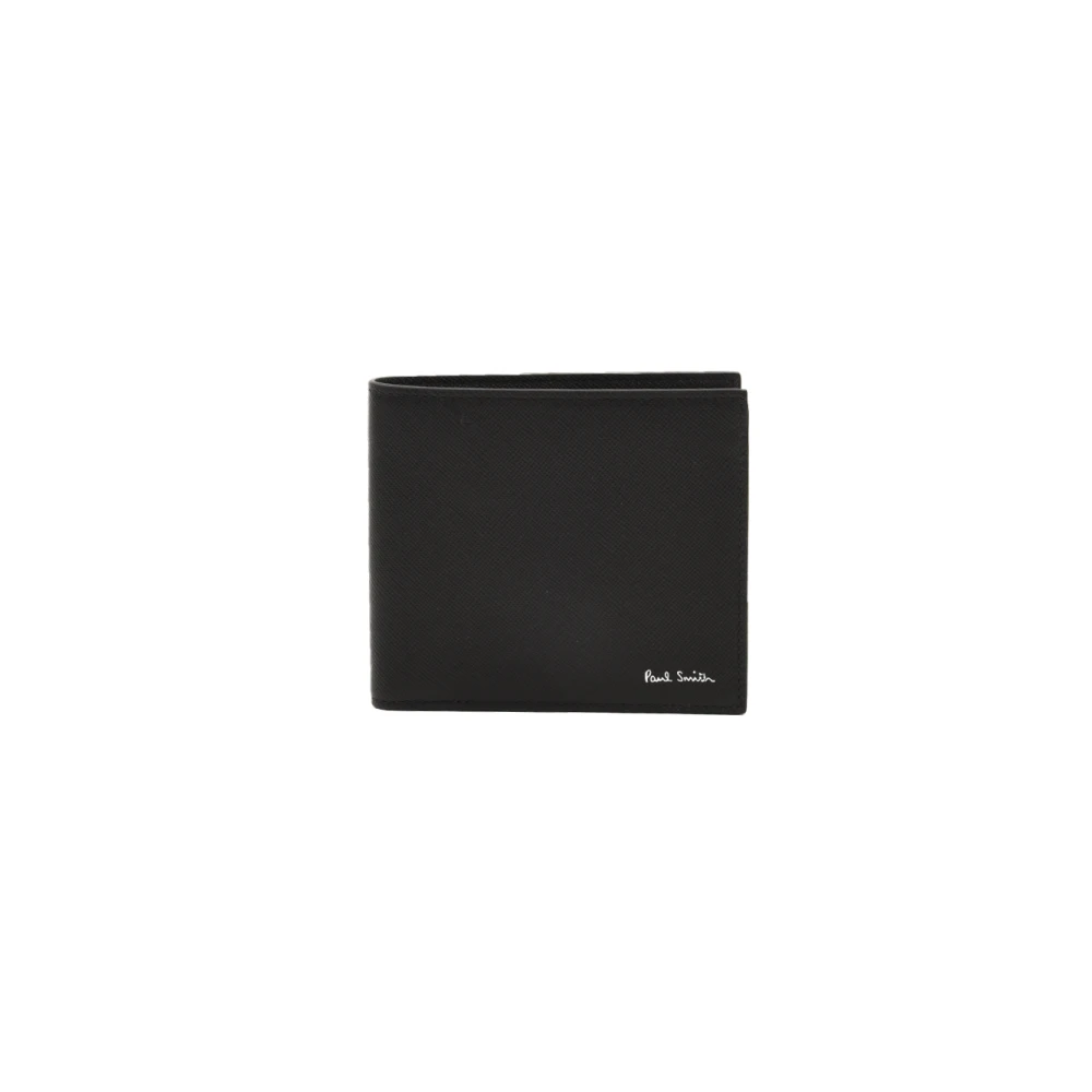 PS By Paul Smith Zwarte Leren Portemonnee Multicolor Print Black Heren
